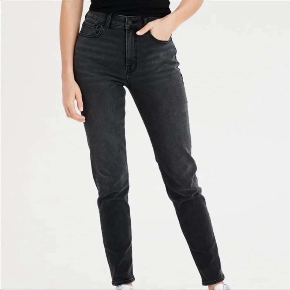 AMERICAN EAGLE size 000 regular black grey Mom jeans